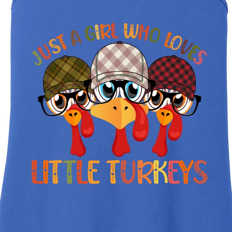 Thanksgiving Just A Girl Who Loves Little Turkey Tartan Cap Great Gift Ladies Essential Tank