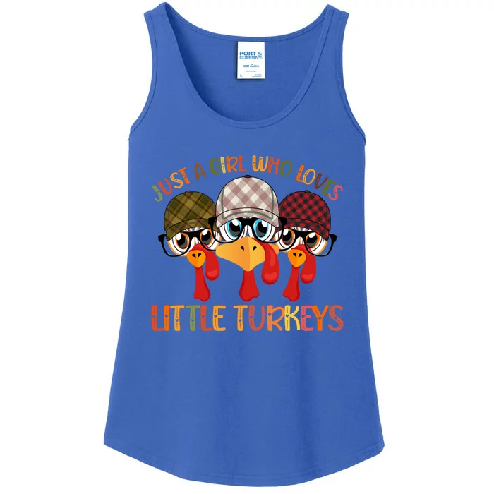 Thanksgiving Just A Girl Who Loves Little Turkey Tartan Cap Great Gift Ladies Essential Tank