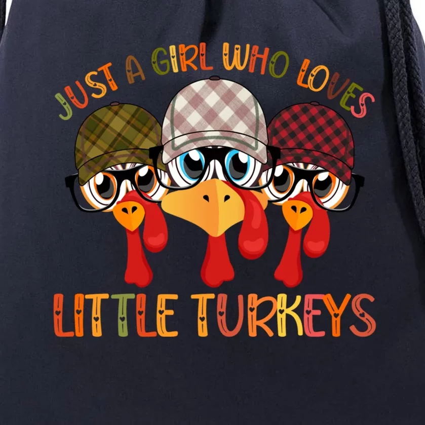 Thanksgiving Just A Girl Who Loves Little Turkey Tartan Cap Great Gift Drawstring Bag