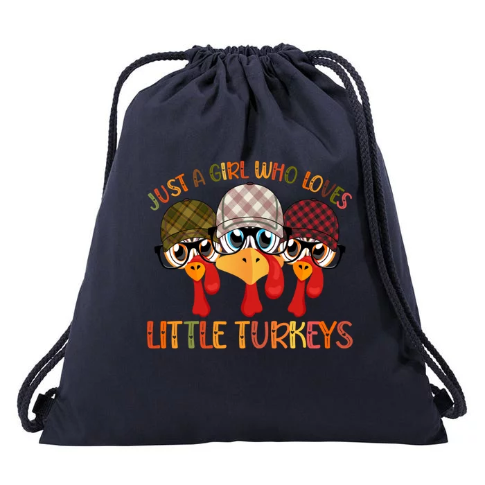 Thanksgiving Just A Girl Who Loves Little Turkey Tartan Cap Great Gift Drawstring Bag