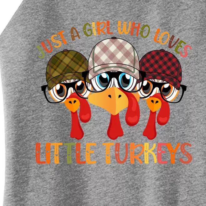 Thanksgiving Just A Girl Who Loves Little Turkey Tartan Cap Great Gift Women’s Perfect Tri Rocker Tank