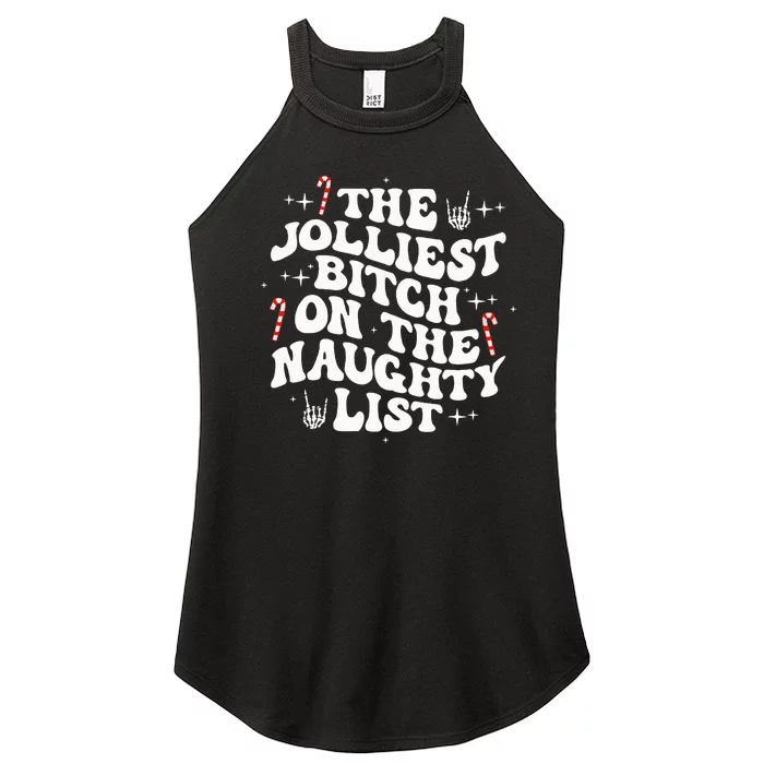 The Jolliest Bitch On The Naughty List gift for Christmas Women’s Perfect Tri Rocker Tank