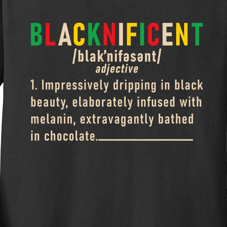 Trendy Juneteenth Blacknificent Graphic Kids Long Sleeve Shirt