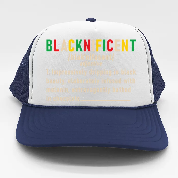 Trendy Juneteenth Blacknificent Graphic Trucker Hat