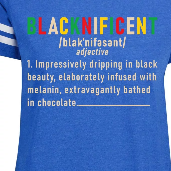 Trendy Juneteenth Blacknificent Graphic Enza Ladies Jersey Football T-Shirt