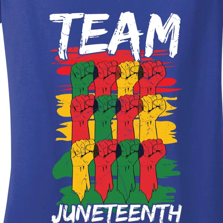 Team Juneteenth Black History Freedom Funny Gift Women's V-Neck T-Shirt