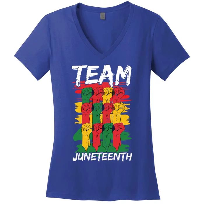 Team Juneteenth Black History Freedom Funny Gift Women's V-Neck T-Shirt