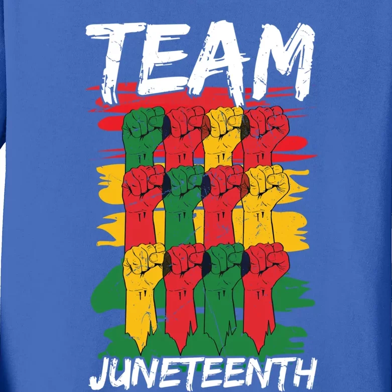 Team Juneteenth Black History Freedom Funny Gift Kids Long Sleeve Shirt