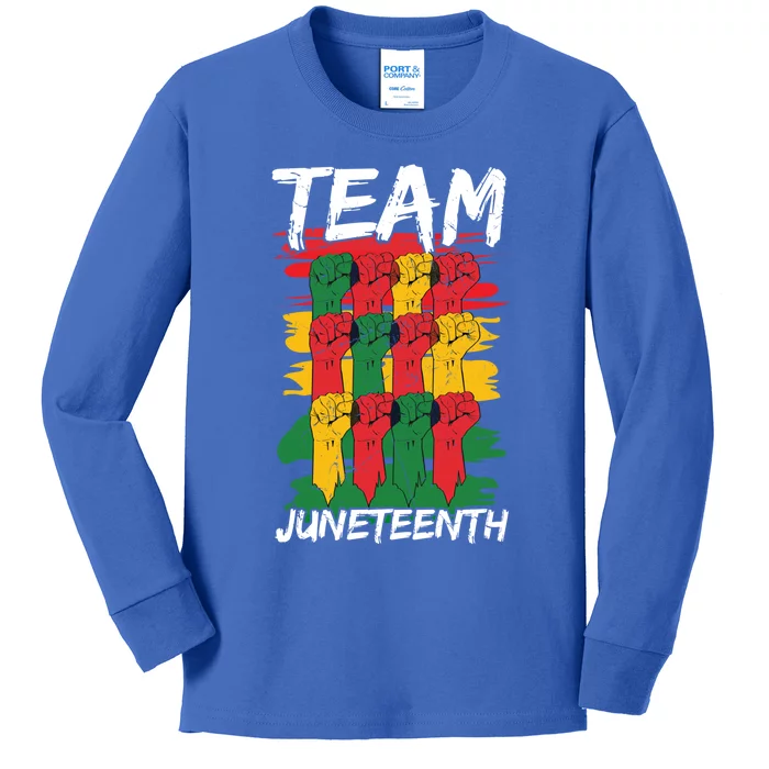 Team Juneteenth Black History Freedom Funny Gift Kids Long Sleeve Shirt