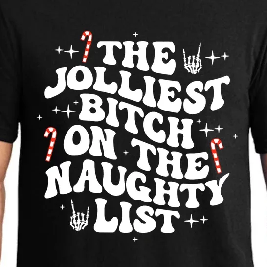 The Jolliest Bitch On The Naughty List Funny Christmas Pajama Set