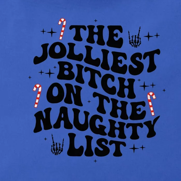 The Jolliest Bitch On The Naughty List Funny Christmas Zip Tote Bag