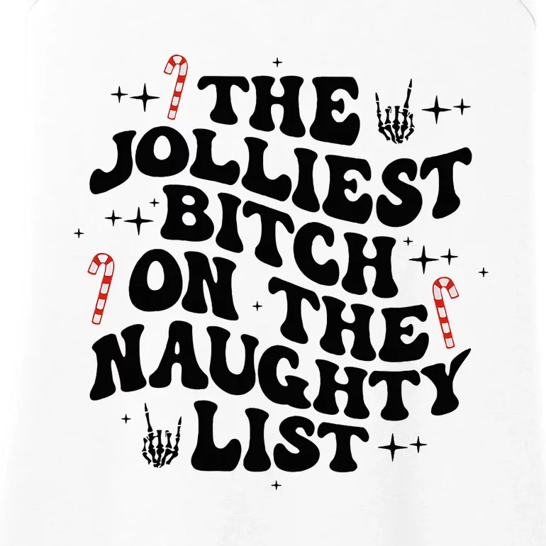 The Jolliest Bitch On The Naughty List Funny Christmas Ladies Essential Tank