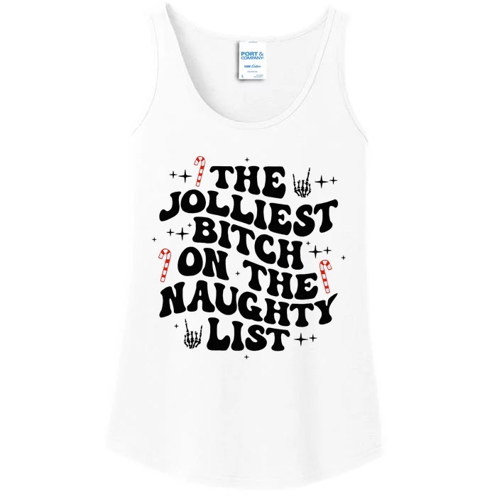 The Jolliest Bitch On The Naughty List Funny Christmas Ladies Essential Tank