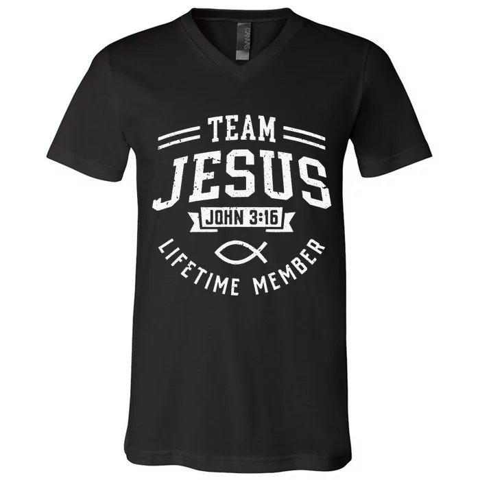 Team Jesus Christian Gifts V-Neck T-Shirt