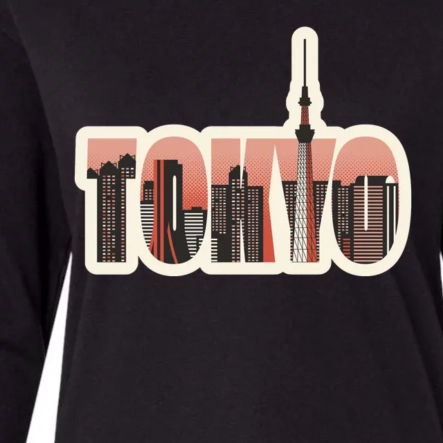 Tokyo Japan City Skyline Womens Cotton Relaxed Long Sleeve T-Shirt