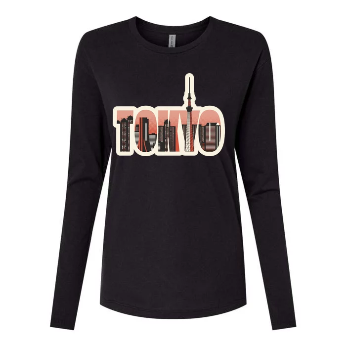 Tokyo Japan City Skyline Womens Cotton Relaxed Long Sleeve T-Shirt