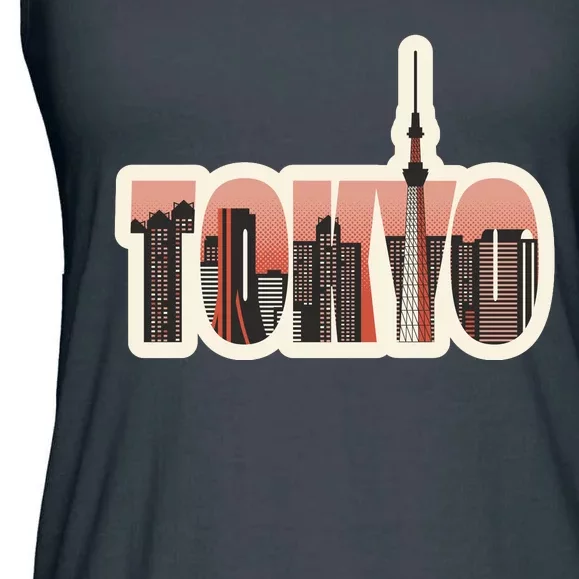 Tokyo Japan City Skyline Ladies Essential Flowy Tank