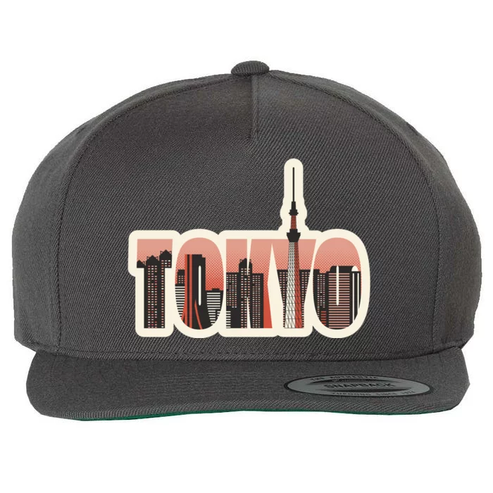 Tokyo Japan City Skyline Wool Snapback Cap