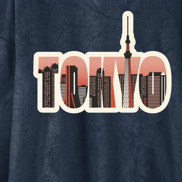 Tokyo Japan City Skyline Hooded Wearable Blanket