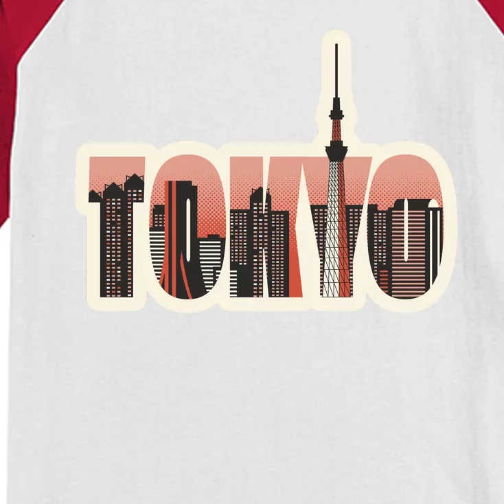 Tokyo Japan City Skyline Kids Colorblock Raglan Jersey