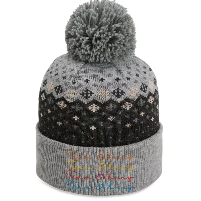 Team Johnny Colorful The Baniff Cuffed Pom Beanie