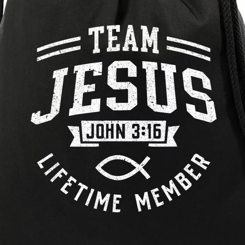 Team Jesus Christian Faith Religious Men Women Gifts Drawstring Bag