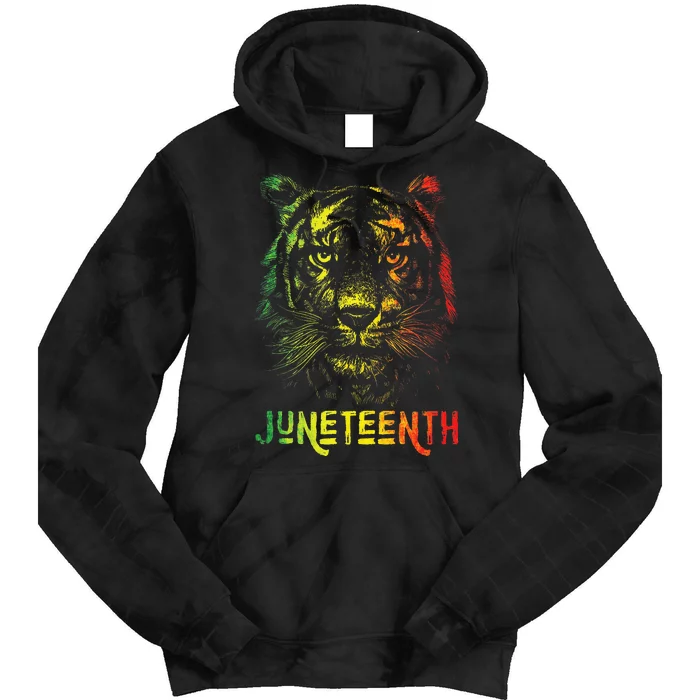 Tiger Juneteenth Cool Black History African America Flag Tee Tie Dye Hoodie