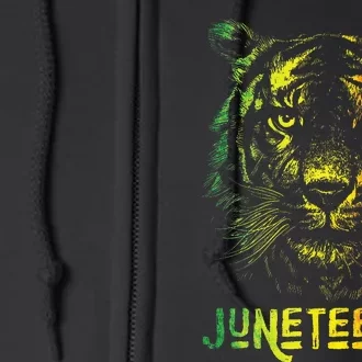 Tiger Juneteenth Cool Black History African America Flag Tee Full Zip Hoodie