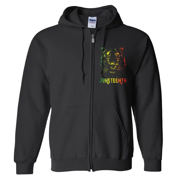 Tiger Juneteenth Cool Black History African America Flag Tee Full Zip Hoodie