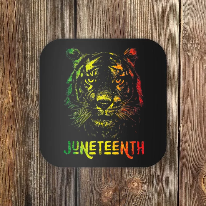 Tiger Juneteenth Cool Black History African America Flag Tee Coaster