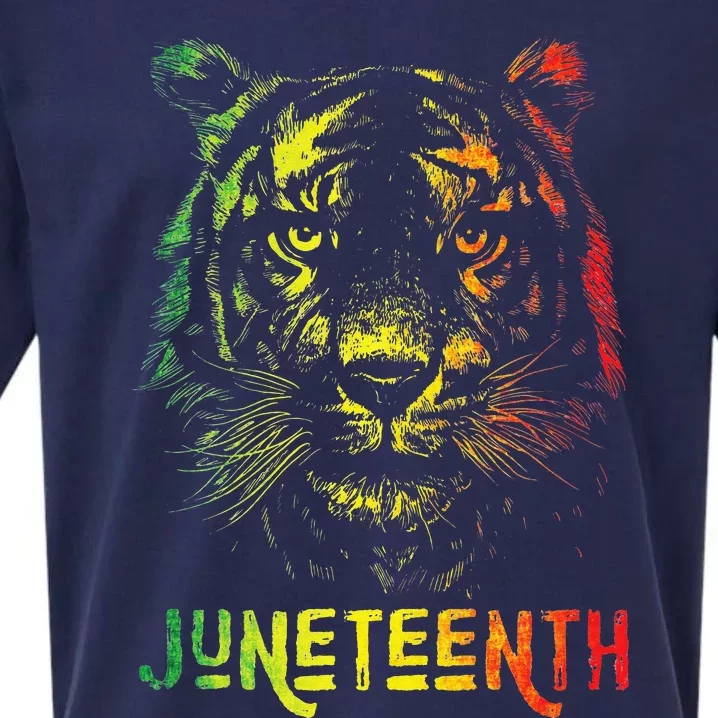 Tiger Juneteenth Cool Black History African America Flag Tee Sueded Cloud Jersey T-Shirt