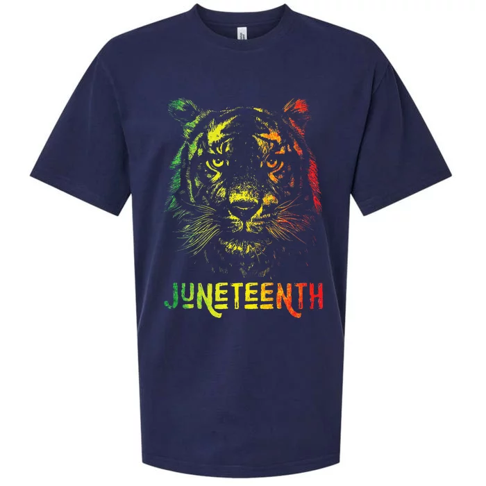 Tiger Juneteenth Cool Black History African America Flag Tee Sueded Cloud Jersey T-Shirt