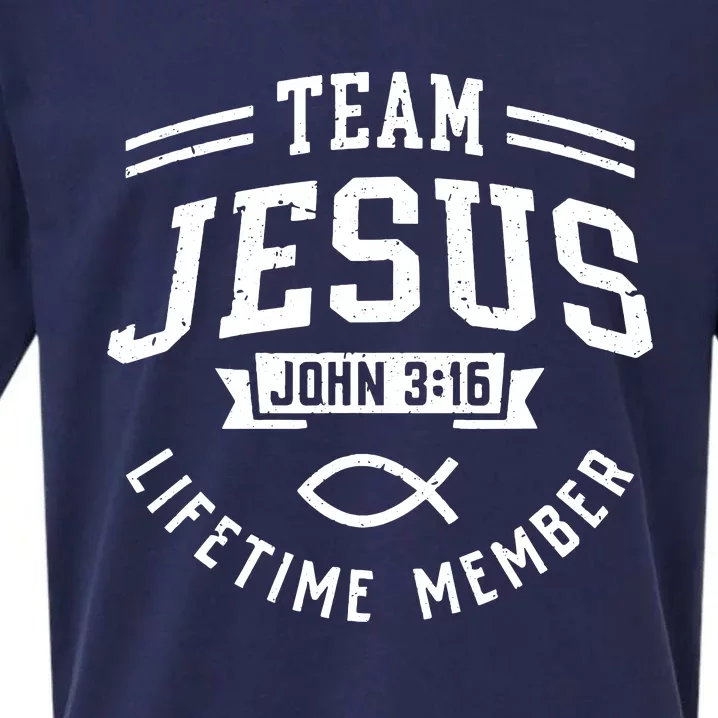 Team Jesus Christian Faith Religious Gift Sueded Cloud Jersey T-Shirt