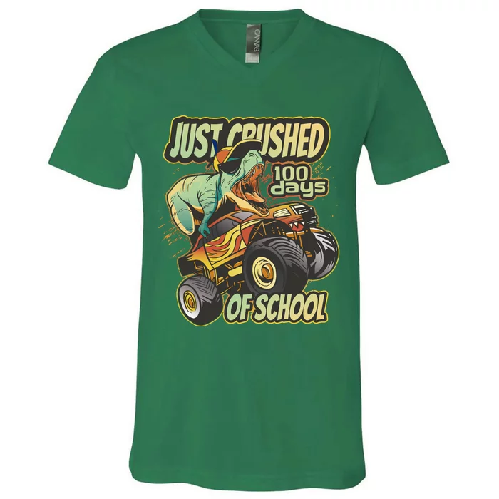 TRex Just Crushed 100 Days Of School V-Neck T-Shirt