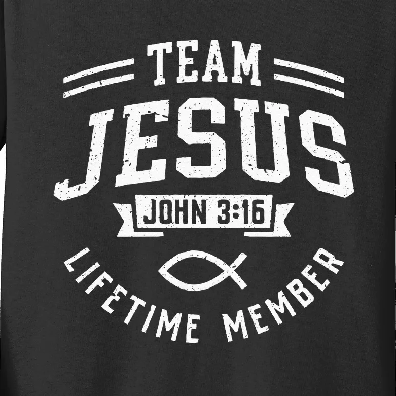 Team Jesus Christian Faith Religious Kids Long Sleeve Shirt