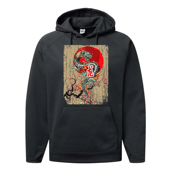 Traditional Japanese Dragon Art Japan Performance Fleece Hoodie