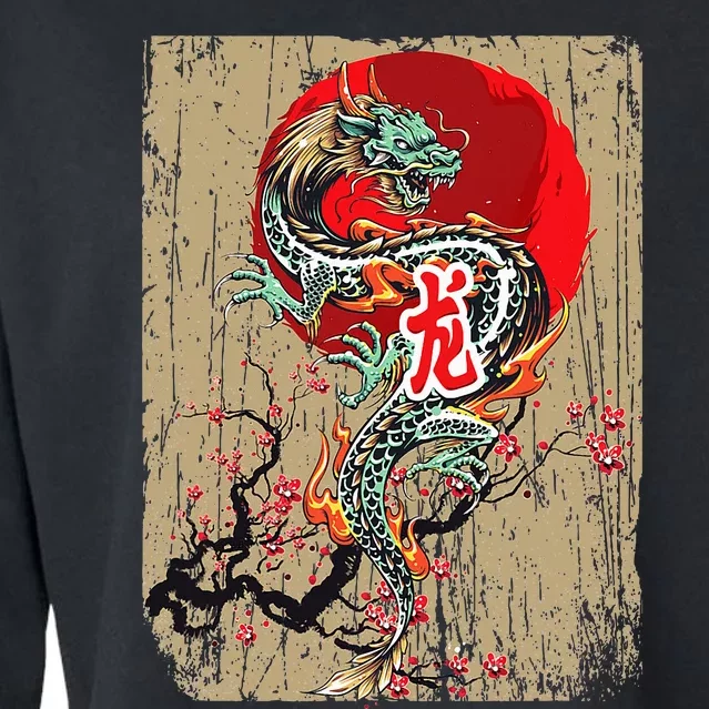 Traditional Japanese Dragon Art Japan Cropped Pullover Crew