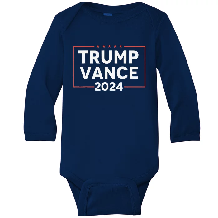 Trump J D Vance 2024 Vice President Election Vote Democrats Baby Long Sleeve Bodysuit