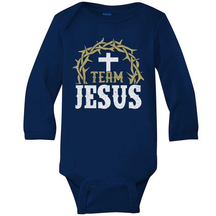 Team Jesus For Christian And True Believer Baby Long Sleeve Bodysuit