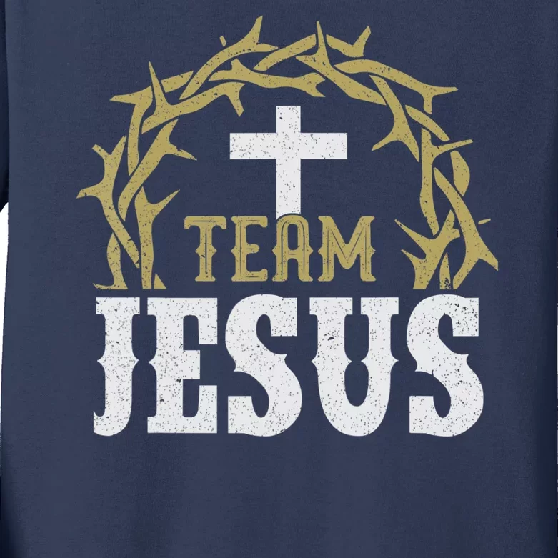 Team Jesus For Christian And True Believer Kids Long Sleeve Shirt