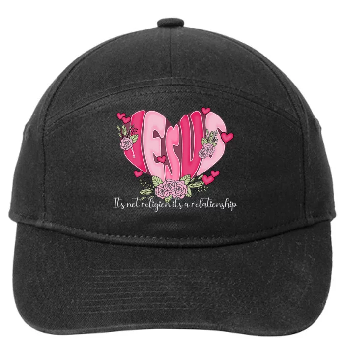 True Jesus Heart Religion Valentine Day Floral Christian 7-Panel Snapback Hat