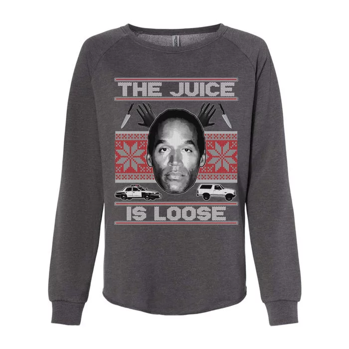 The Juice Is Loose OJ Ugly Christmas Sweater Womens California Wash Sweatshirt