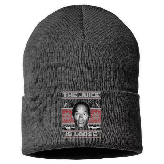 The Juice Is Loose OJ Ugly Christmas Sweater Sustainable Knit Beanie