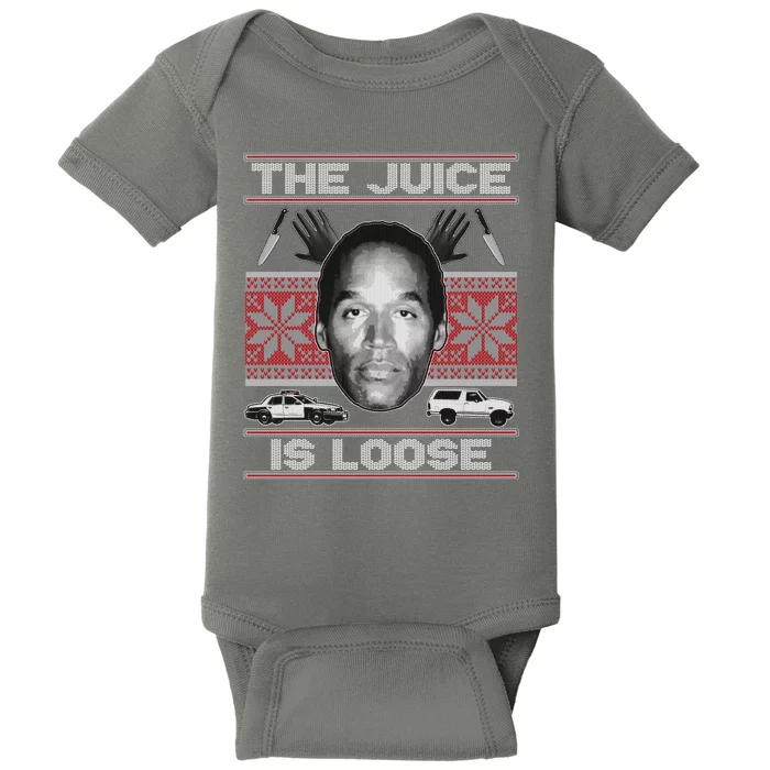 The Juice Is Loose OJ Ugly Christmas Sweater Baby Bodysuit