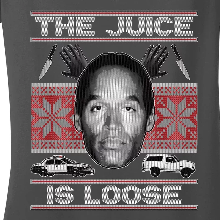 The Juice Is Loose OJ Ugly Christmas Sweater Women's V-Neck T-Shirt