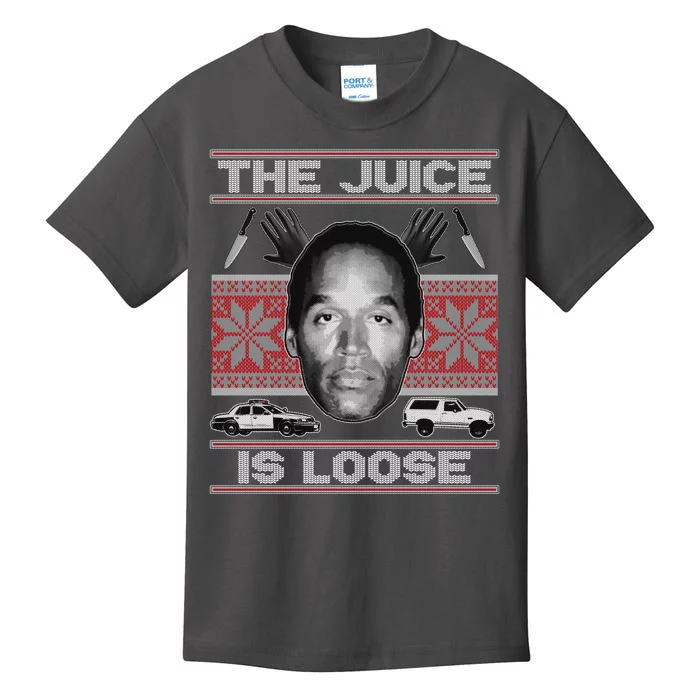 The Juice Is Loose OJ Ugly Christmas Sweater Kids T-Shirt