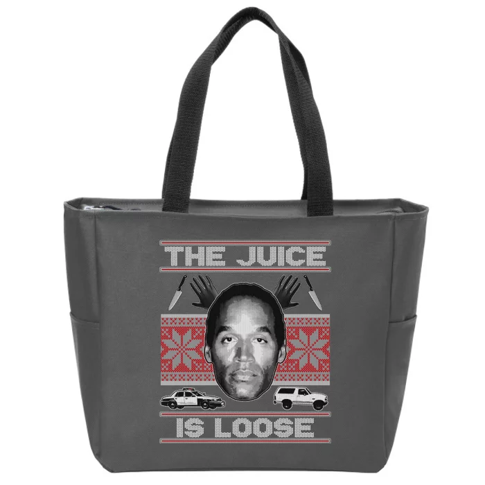 The Juice Is Loose OJ Ugly Christmas Sweater Zip Tote Bag