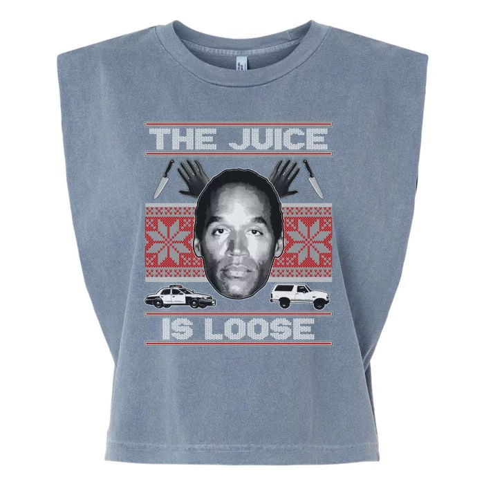 The Juice Is Loose OJ Ugly Christmas Sweater Garment-Dyed Women's Muscle Tee