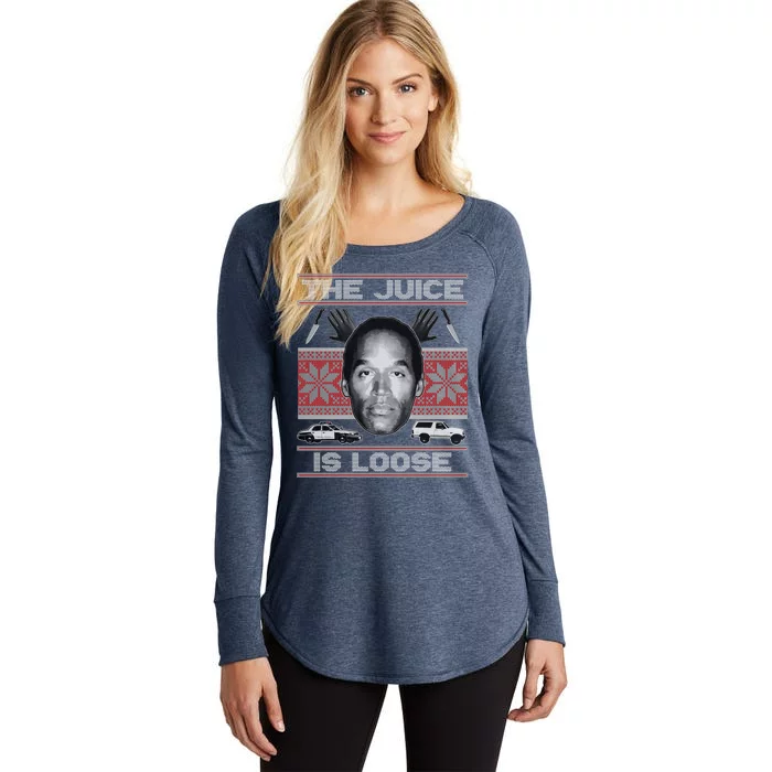 The Juice Is Loose OJ Ugly Christmas Sweater Women's Perfect Tri Tunic Long Sleeve Shirt