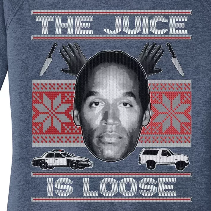 The Juice Is Loose OJ Ugly Christmas Sweater Women's Perfect Tri Tunic Long Sleeve Shirt